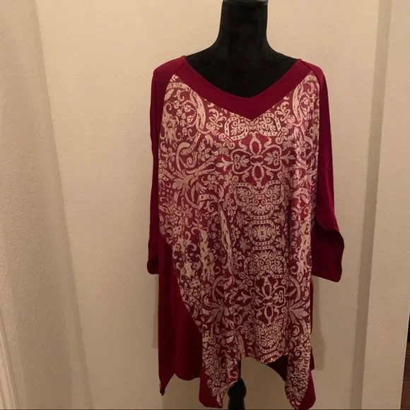 Catherines Cranberry Embellished Top - Picture 1 of 6